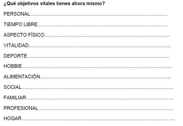 ejercicio objetivos vitales